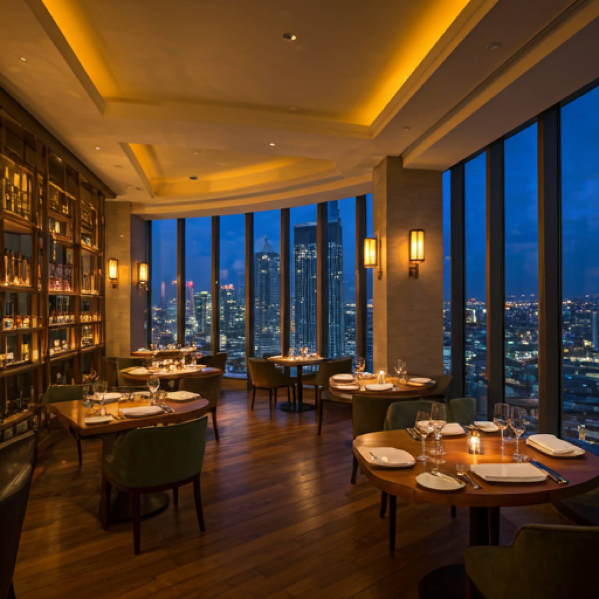 Akşam yemeği için hazırlanmış restoran sofrası